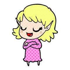 happy cartoon elf girl