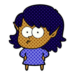 cartoon shocked elf girl