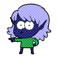 cartoon elf girl pointing