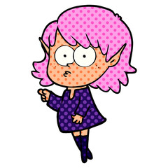 cartoon elf girl pointing