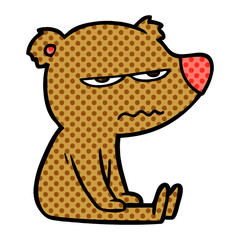 angry bear cartoon sitting