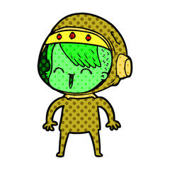 happy cartoon space girl