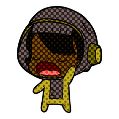 cartoon astronaut woman explaining