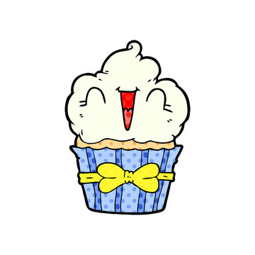 happy cartoon cupcake