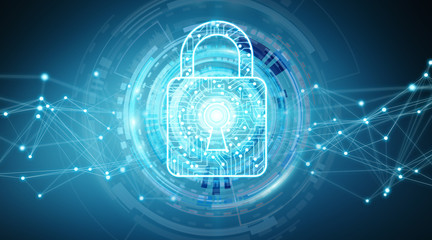 Obraz premium Modern digital data shield antivirus 3D rendering