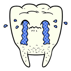 cartoon tooth crying