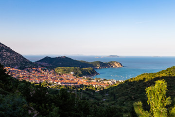 A fishing village port along the coast of Laoshan, Qingdao, China