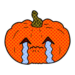 cartoon crying halloween pumpkin