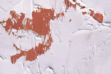 Colorfull paint close up texture with pallete knife storkes of brown yellow  gray red green blue white color. Suitable for web, print, posters, postcards, banners, wallpapers and backgrounds.