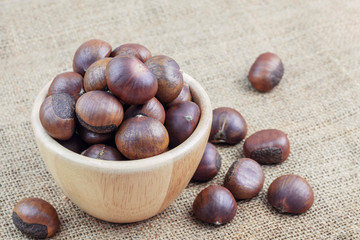 Chestnuts roasted in bowl.