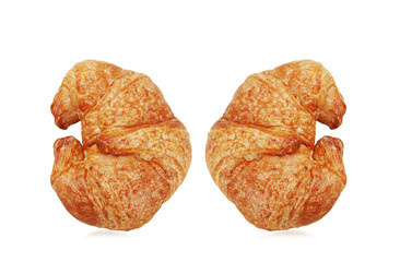 Croissant on white background.