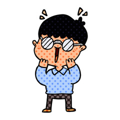 cartoon happy boy wearing spectacles