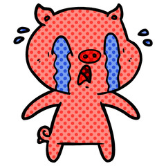 crying pig cartoon