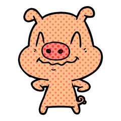 nervous cartoon pig