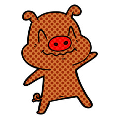 nervous cartoon pig