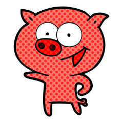 cheerful pig cartoon