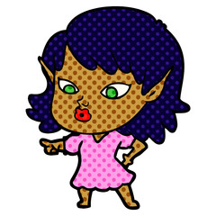 pretty cartoon elf girl