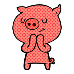 happy cartoon pig