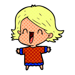 cartoon happy woman