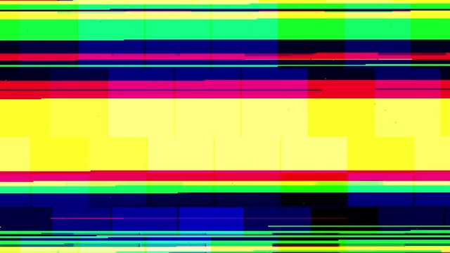 sequence of television, video and vcr images showing no signal, grids, guides, colour charts, test patterns alongside glitch and distortion