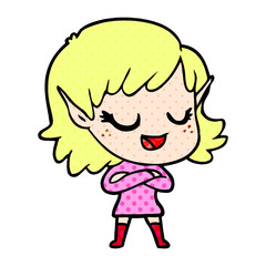 happy cartoon elf girl