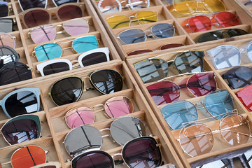 Sunglasses in Sale Hundred of Colorful Sunglasses in market people to wear. Improves vision and...