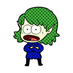 cartoon shocked elf girl