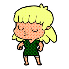 cartoon indifferent woman