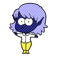 cartoon elf girl staring