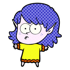 cartoon elf girl staring