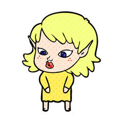 pretty cartoon elf girl