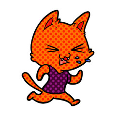 cartoon running cat hissing