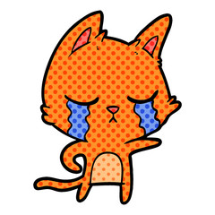 crying cartoon cat pointing