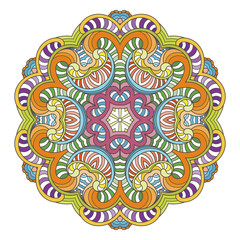 Flower vector mandala. Oriental circle pattern, coloring illustration