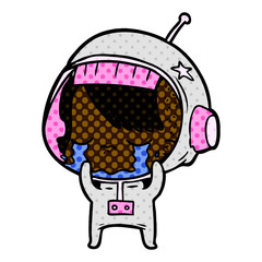 cartoon crying astronaut girl