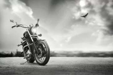 Fotobehang Freedom.Motorbike onder de hemel © Glebstock