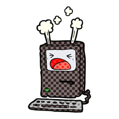 cartoon overheating computer