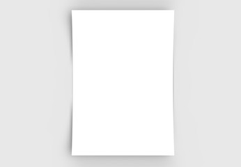 A4 format empty paper note template. White sheet  paper mock up. 3D illustrating. - obrazy, fototapety, plakaty