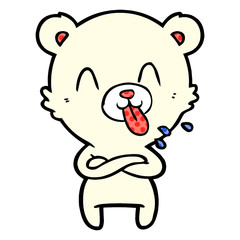Naklejka premium rude cartoon polar bear sticking out tongue