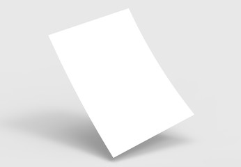 A4 format empty paper note template. White sheet  paper mock up. 3D illustrating.