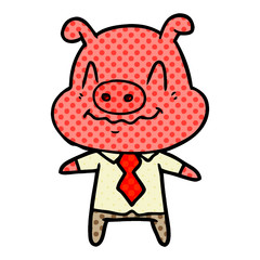 nervous cartoon pig boss