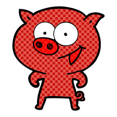 cheerful pig cartoon