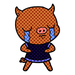 cartoon pig crying