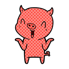 happy cartoon pig
