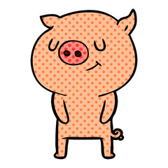 happy cartoon pig