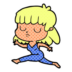 cartoon indifferent woman running