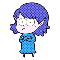 cartoon elf girl staring