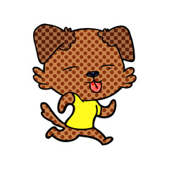 cartoon running dog sticking out tongue