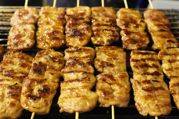 grilled pork on stove - thai food