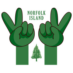 Victory hands. National flag of Norfolk Island